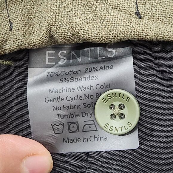 ESNTLS Mens Chino Drawstring Pleated Cuffed Casual Preppy Shorts Stretch Green M - Picture 5 of 10